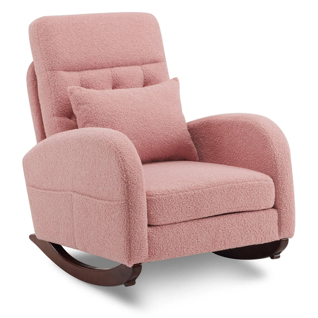 Nouveauté 2026 – Fauteuil à bascule Ktaxon , fauteuil de lecture inclinable, confortable, revêtu de velours peluche, canapé à bascule une place, beige, idéal pour le salon, la chambre d'enfant ou la chambre à coucher
