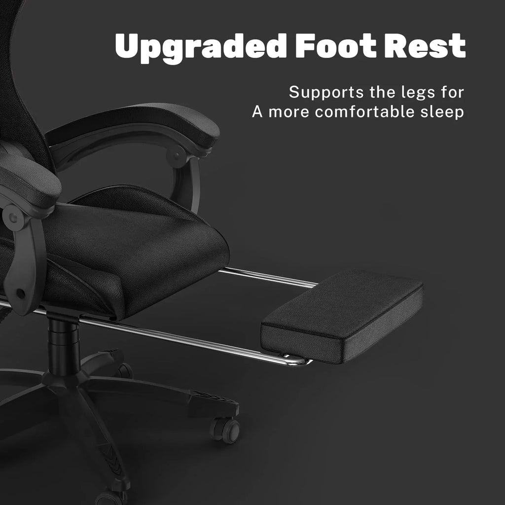 Nouveauté 2026 – Chaise de jeu Bigzzia , chaise de bureau ergonomique avec appui-tête et soutien lombaire réglables en hauteur, pour adultes et adolescents, noir et blanc