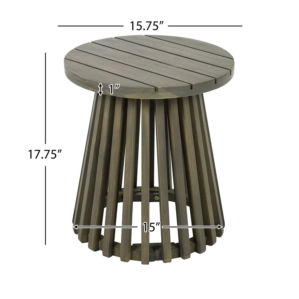 Nouveauté 2026 – Table d'appoint ronde d'extérieur en bois d'acacia Christopher Knight Home, couleur teck clair, idéale pour le jardin, la pelouse ou le balcon