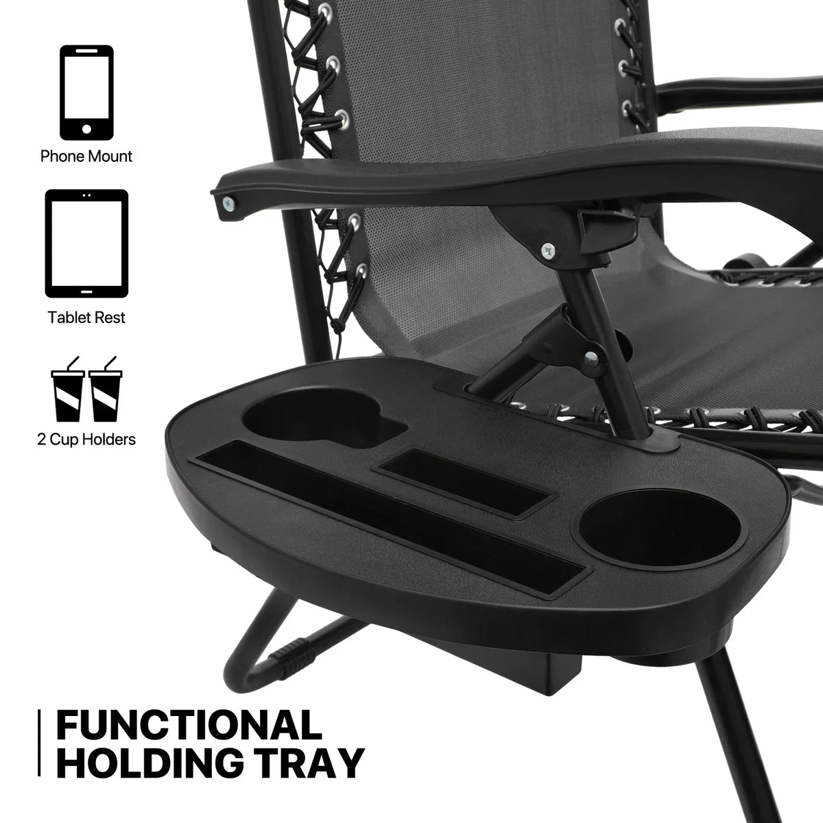 Nouveauté 2026 – Ensemble de 2 chaises MoNiBloom Zero Gravity , fauteuils de plage/terrasse pliables avec auvent et appui-tête, noirs