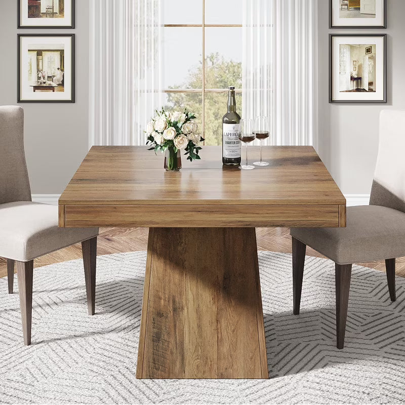 Nouveauté 2026 – Table de salle à manger carrée Tribesigns pour 4 personnes, 80 cm (31,5 pouces), petite table de cuisine avec pied central robuste, style ferme, idéale pour la salle à manger, le salon ou la cuisine, couleur marron vintage