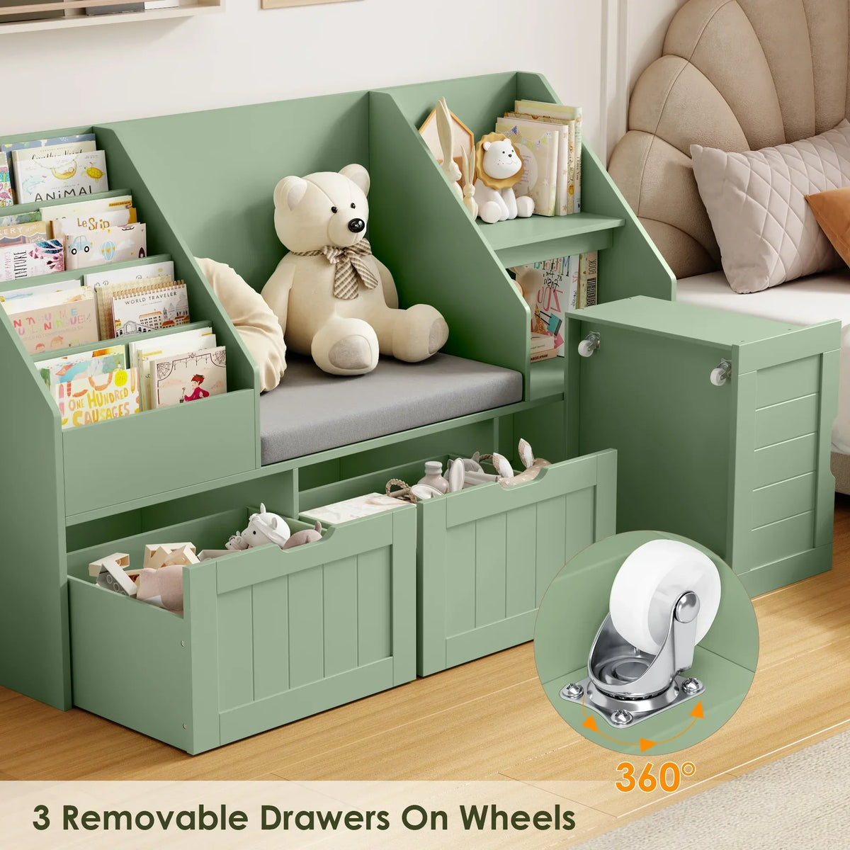 Nouveauté 2026 – Bibliothèque pour enfants Homfa avec coin lecture et 3 tiroirs amovibles, bibliothèque à 2 cubes avec étagères à livres à 4 niveaux, rangement pour jouets et jouets, idéale pour la chambre ou la salle de jeux, blanche