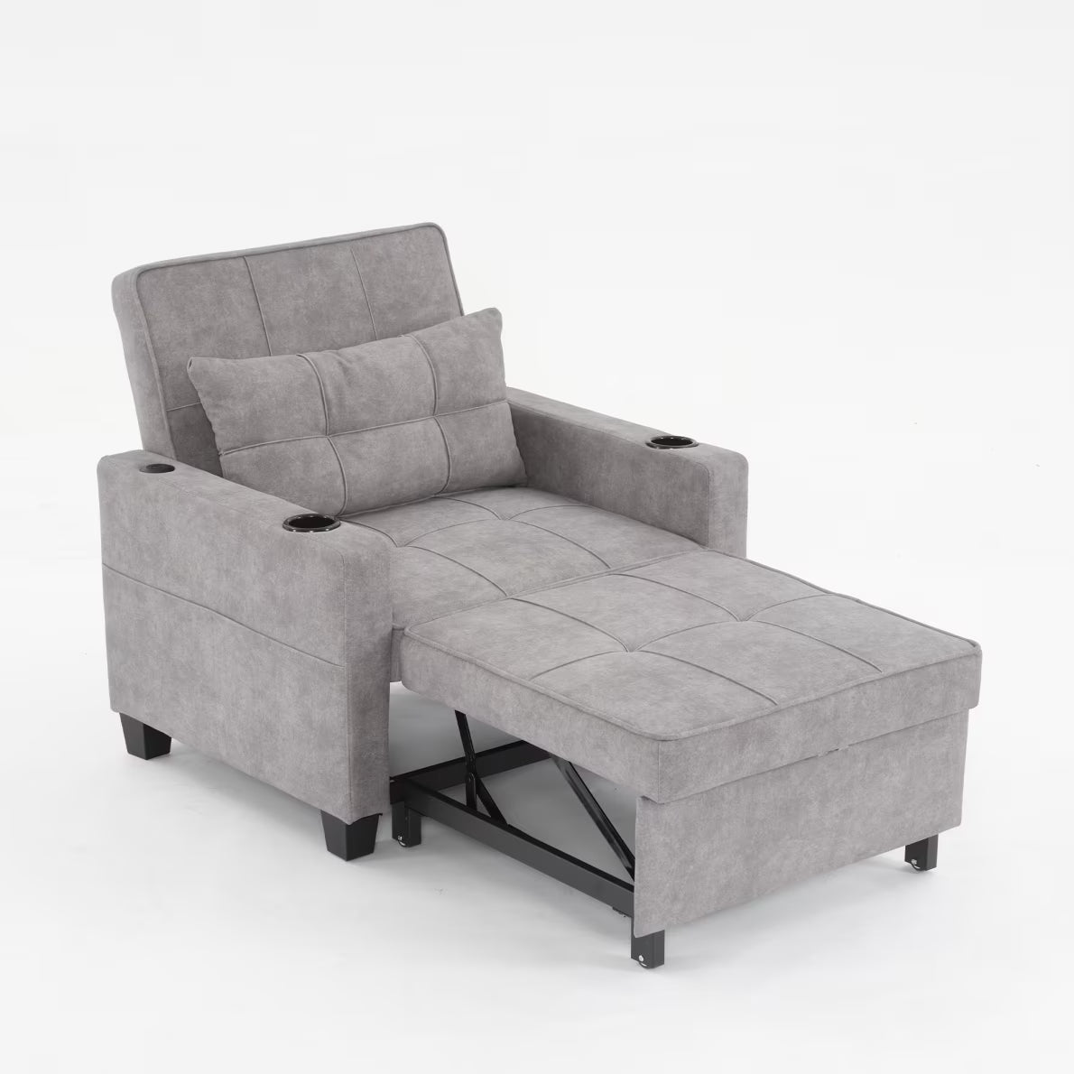 Nouveauté 2026 – Canapé-lit futon convertible , fauteuil-lit multifonctionnel 3 en 1 avec ports USB, dossier inclinable réglable, idéal pour les petits espaces (salon, chambre), revêtement en tissu technique, gris foncé