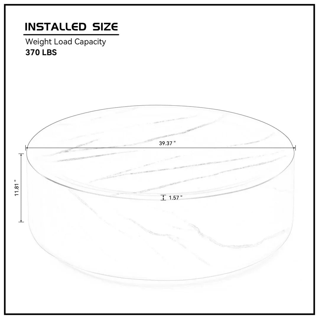 Nouveauté 2026 – Table basse ronde 31,49'' avec texture marbre, table basse circulaire moderne en fibre de verre, table d'appoint pour salon ou extérieur, livrée montée, finition marbre