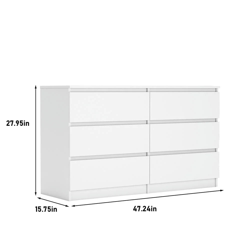 Nouveauté 2026 – Commode moderne Kadyn à 6 tiroirs, meuble en bois, commode pour chambre, meuble de rangement de cuisine avec tiroirs, commode (noire