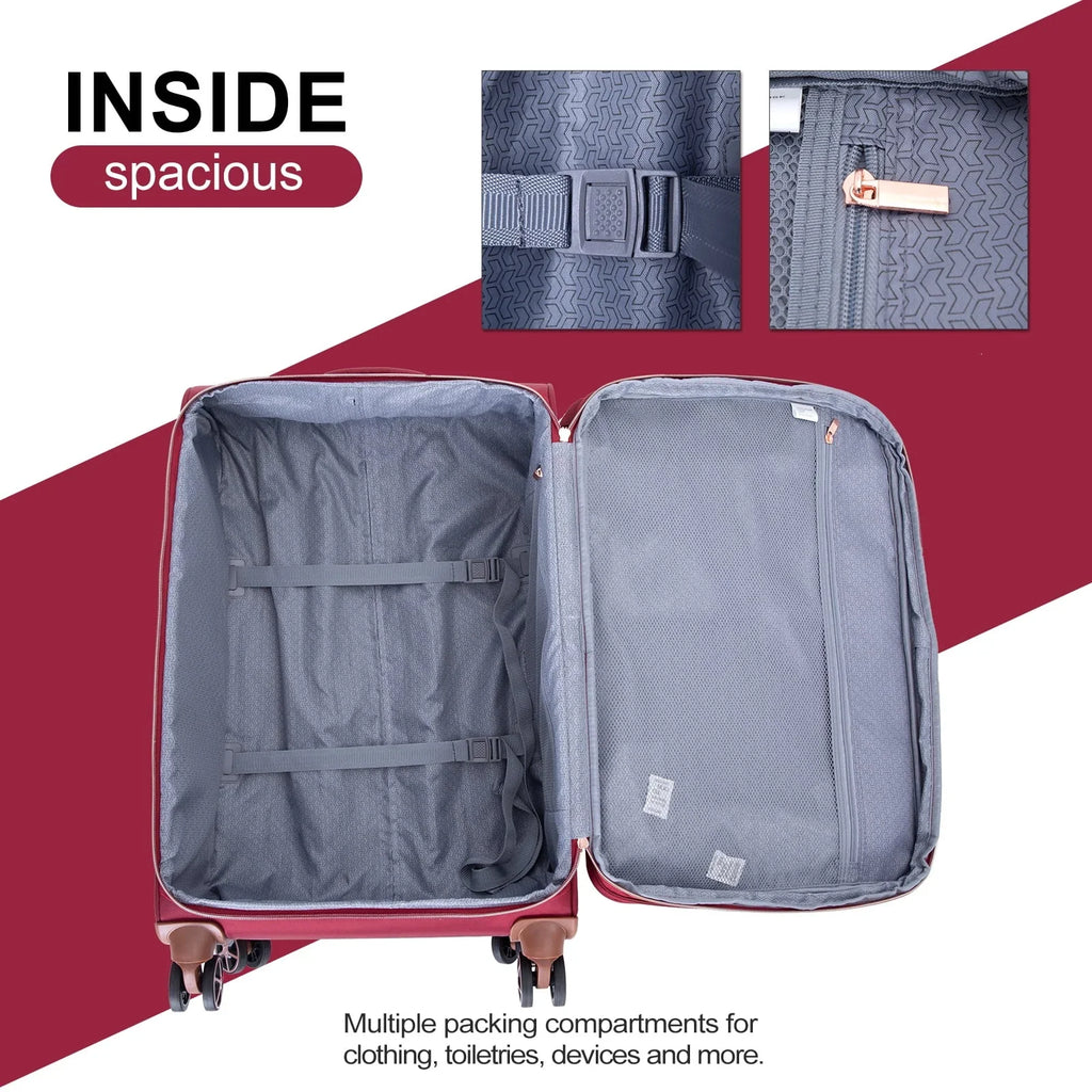 Nouveauté 2026 – Ensemble de 4 bagages Travelhouse : valise souple extensible et légère avec doubles roulettes multidirectionnelles (noir