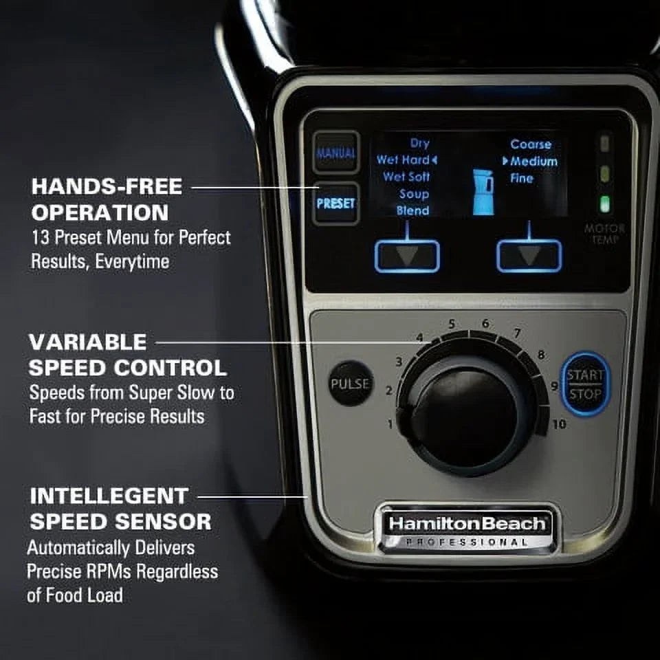 Nouveauté 2026 – Mixeur-broyeur à jus professionnel Hamilton Beach , 2,2 CV, 120 V, avec 3 bocaux en acier inoxydable, 1,5 litre, modèle 58770