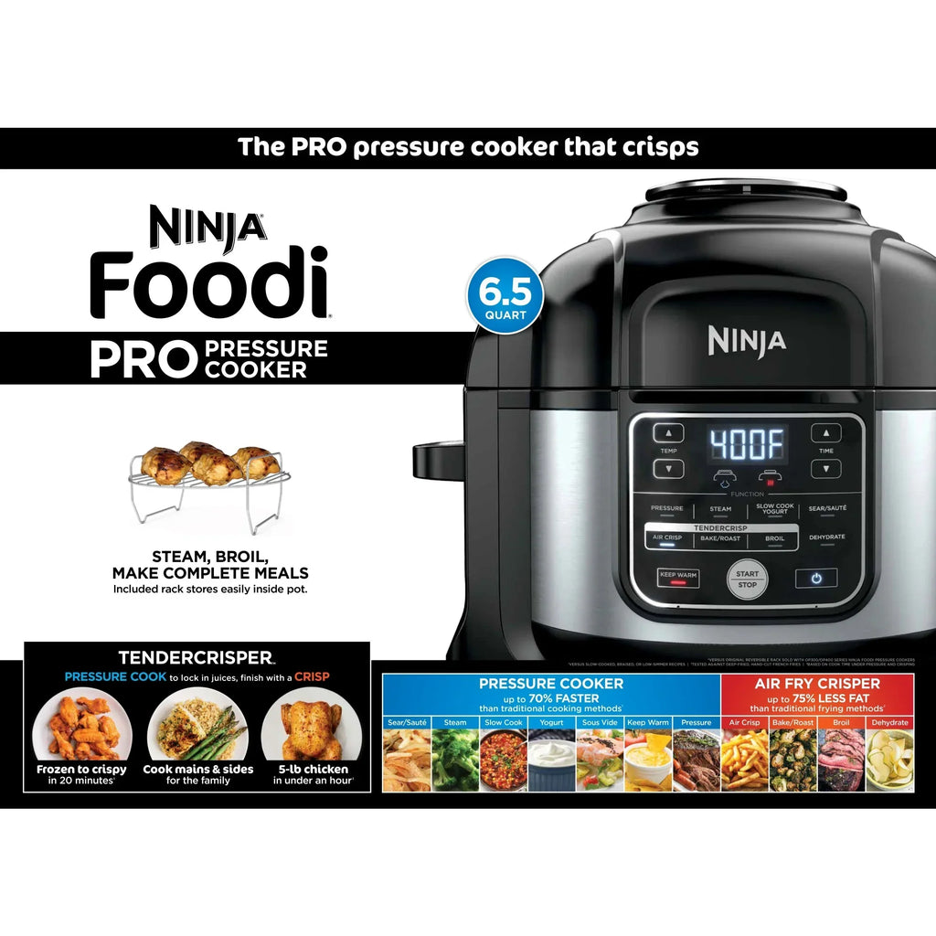 Nouveauté 2026 – Ninja Foodi 10-en-1 Multicuiseur, 6,5 litres, Autocuiseur et Friteuse à air chaud, Acier inoxydable, OS300