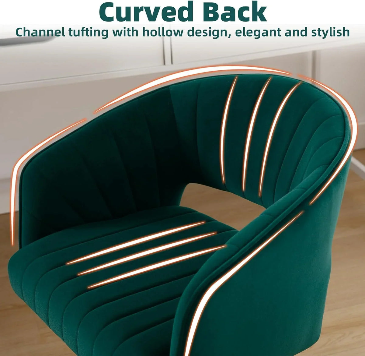 Nouveauté 2026 – Chaise de bureau Westice , chaise de travail en velours, chaise pivotante réglable en hauteur avec base dorée, idéale pour coiffeuse, bureau, salon ou salle informatique, beige