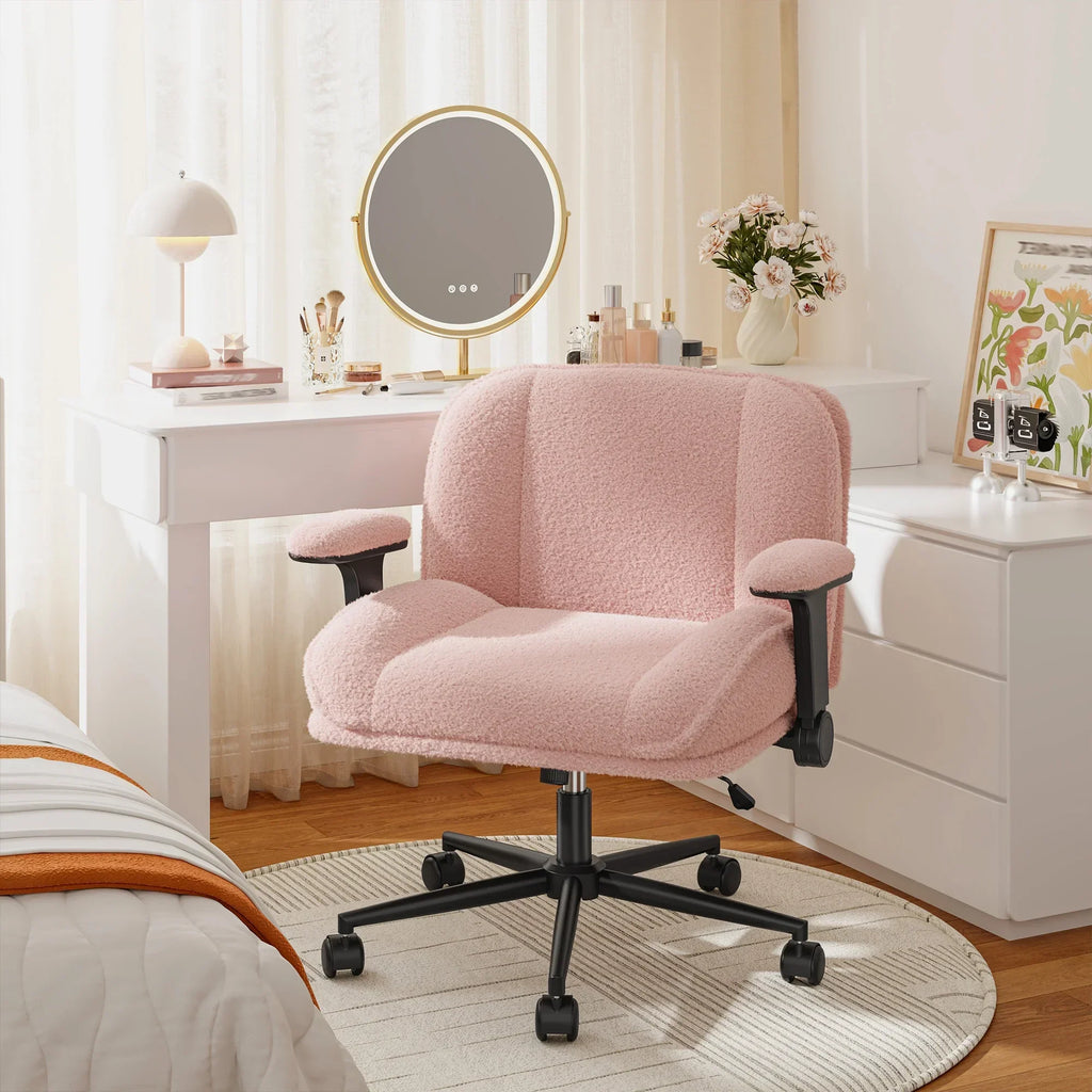 Nouveauté 2026 – Chaise de bureau Romorgniz Criss Cross avec accoudoirs réglables, soutien lombaire, dossier inclinable, coussin épais et roulettes. Idéale pour le bureau, les jeux vidéo, la lecture ou la coiffeuse. Couleur : blanc cassé