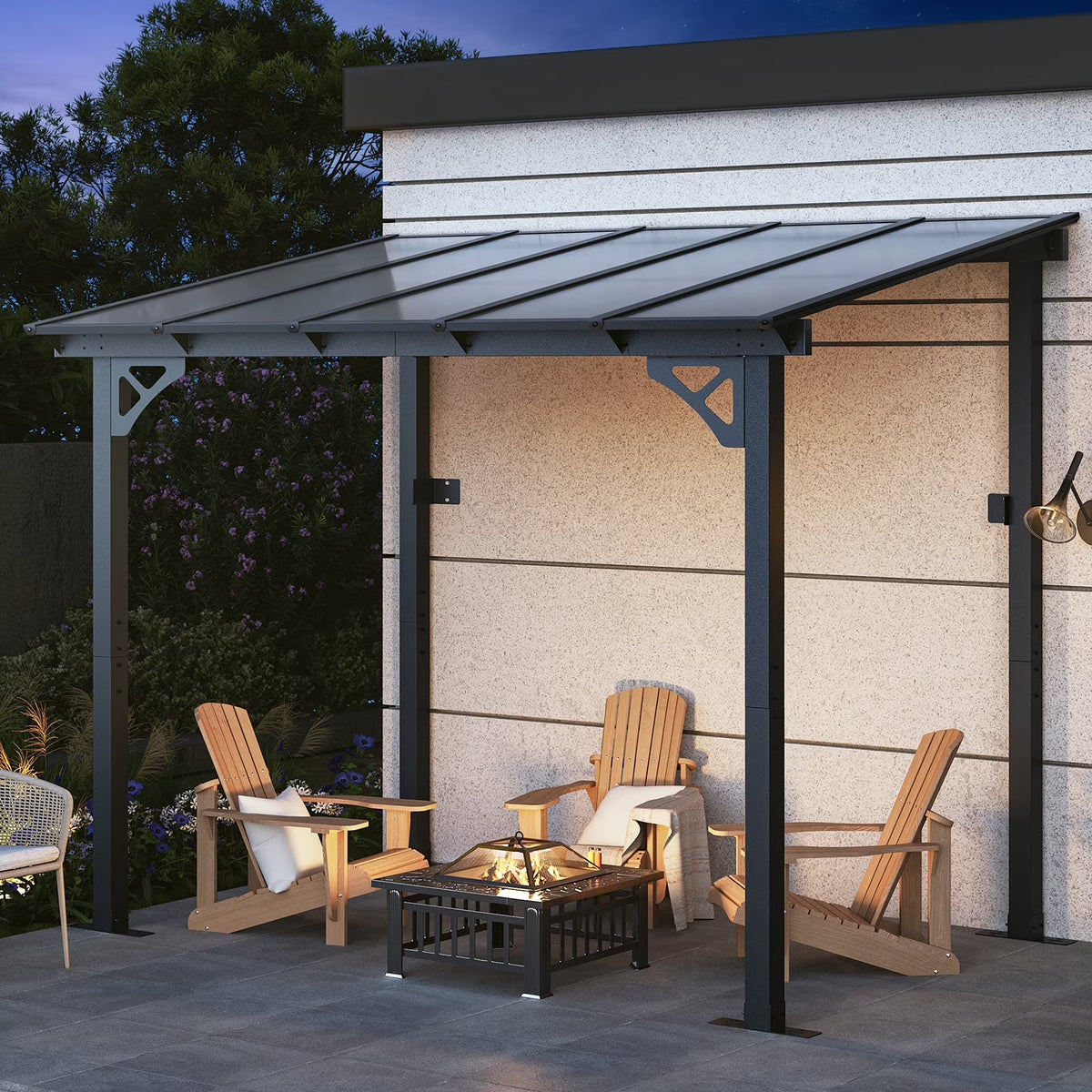 Nouveauté 2026 – Gazebo Aoxun de 2,4 m x 1,5 m pour patio, pergola avec toit incliné, grand auvent mural robuste pour barbecue, idéal pour jardin, terrasse ou patio