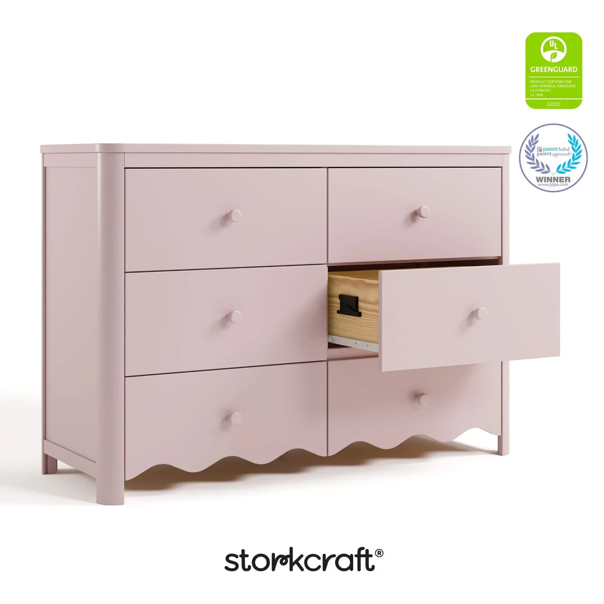 Nouveauté 2026 – Commode pour chambre d'enfant Storkcraft Casablanca 6 tiroirs, couleur sauge