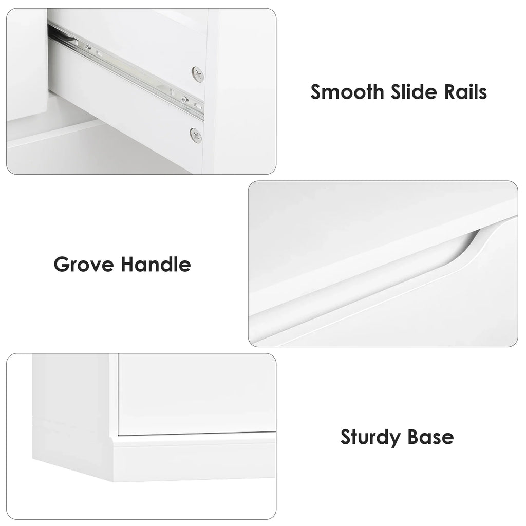 Nouveauté 2026 – Commode blanche Homfa 7 tiroirs, 130 cm de hauteur, meuble de rangement en bois avec base stable améliorée, commode verticale pour chambre ou salon