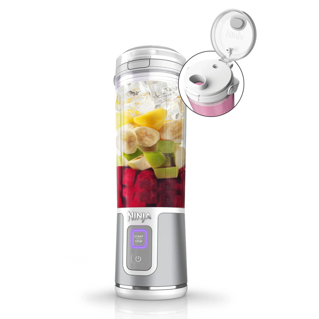 Nouveauté 2026 – Blender portable Ninja Blast , sans fil, bol de 532 ml (18 oz), blender individuel pour milkshakes et smoothies, sans BPA, couvercle étanche et bec verseur, rechargeable par USB-C, pièces compatibles lave-vaisselle, violet métallisé