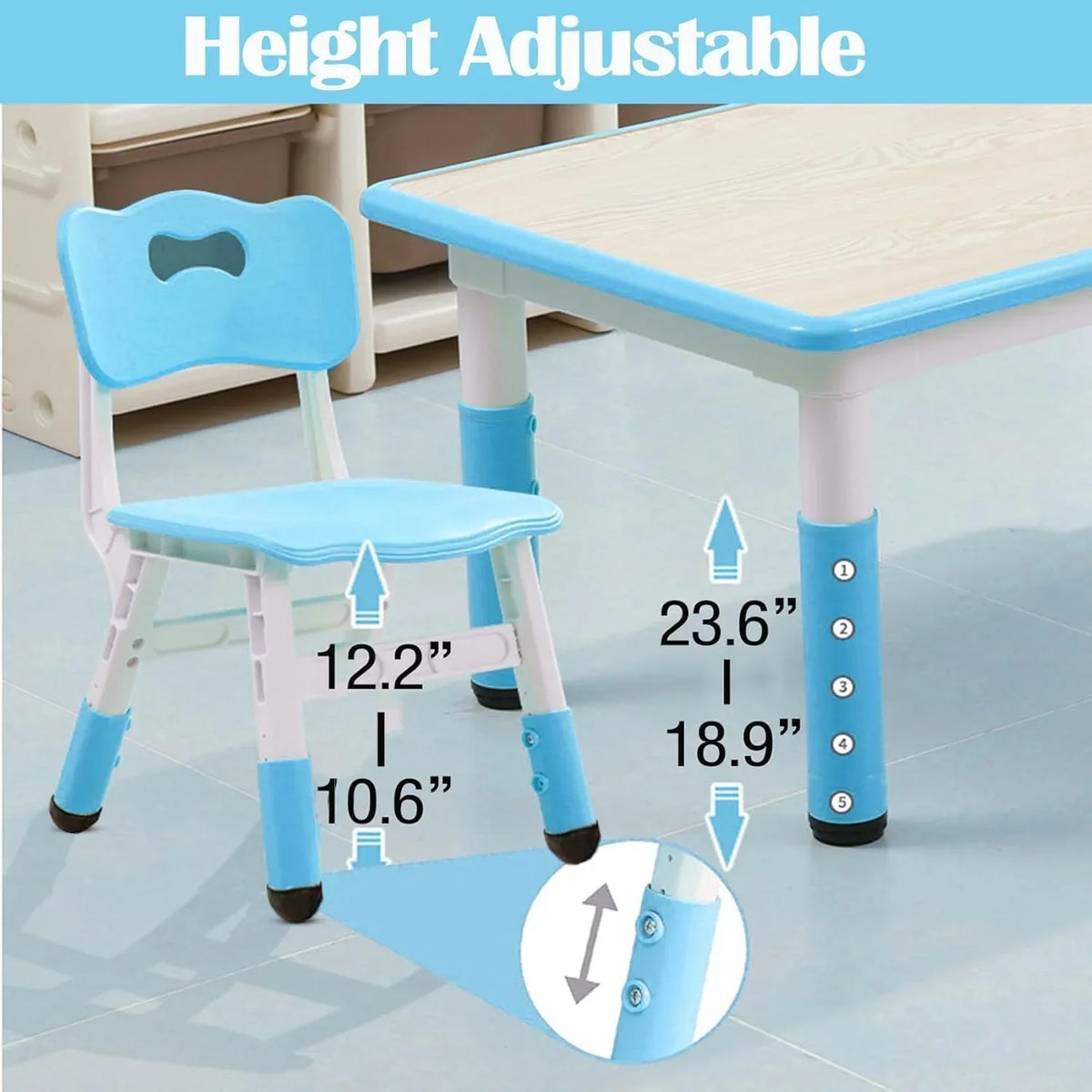 Nouveauté 2026 – Ensemble table et chaises pour enfants TROPOW , table réglable en hauteur pour tout-petits et 6 chaises, table multi-activités avec plateau à motifs graffiti et pieds antidérapants pour les enfants de 2 à 10 ans, idéale pour les gard
