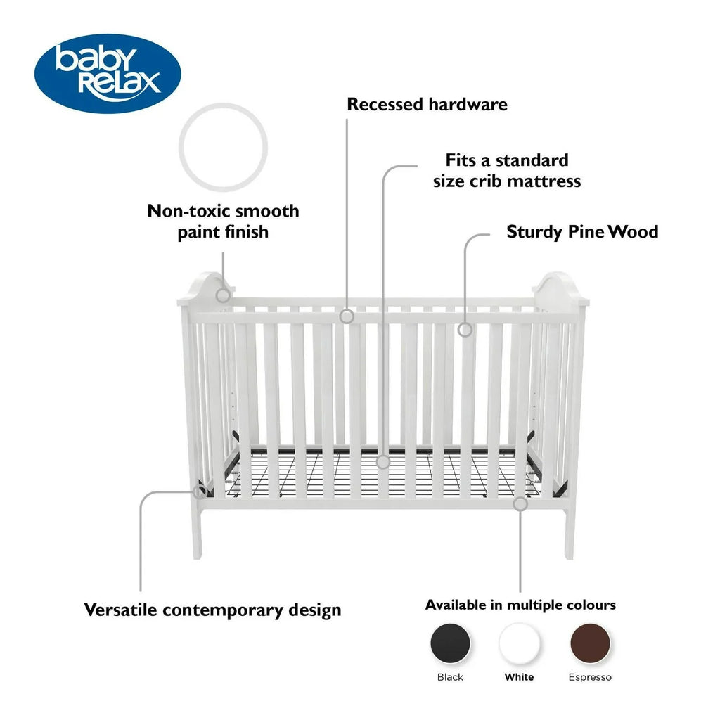 Nouveauté 2026 – Lit bébé convertible 3-en-1 Baby Relax Adele . Blanc