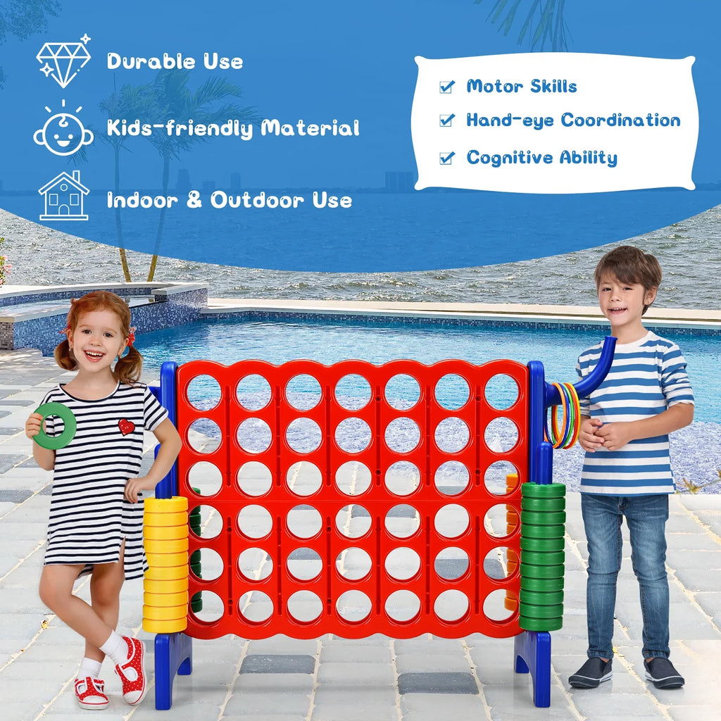 Nouveauté 2026 – Jeu géant Costway 4 en ligne avec sac de rangement et de transport pour enfants et adultes