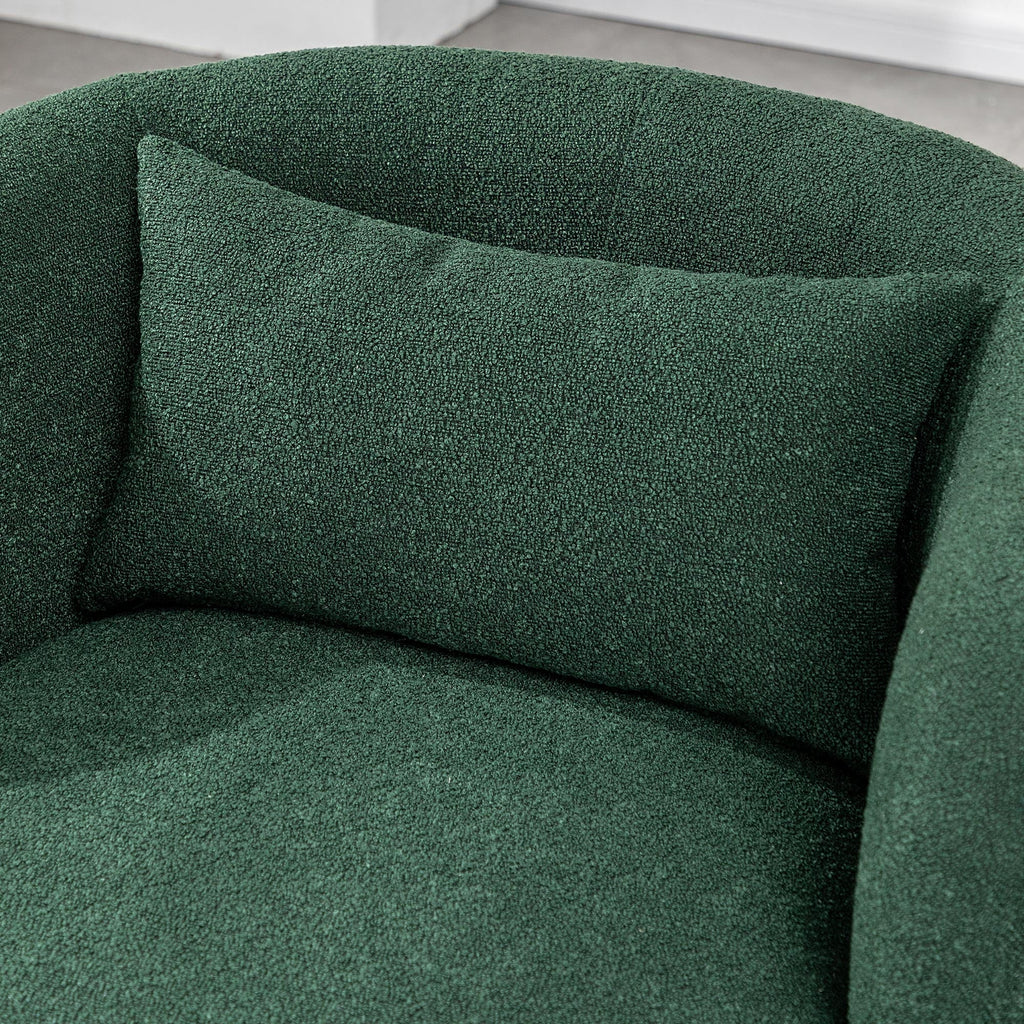 Nouveauté 2026 – Fauteuil pivotant rond 34" en bouclette de 86 cm de large, sans assemblage, avec coussin décoratif, idéal pour le salon et la chambre, couleur taupe