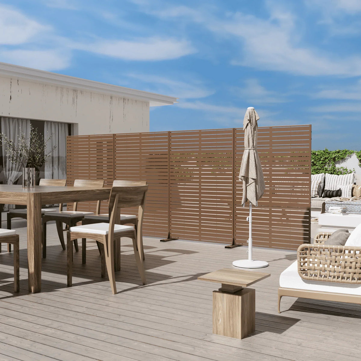 Nouveauté 2026 – Panneau de séparation extérieur en métal noir MAYEERTY 72*47" pour patio, style classique à persiennes