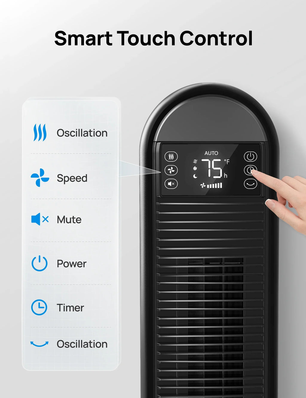 Nouveauté 2026 – Ventilateur tour Dreo pour la maison, ventilateur sur pied de 107 cm avec télécommande, ventilateur oscillant de 229 cm pour l'intérieur, ventilateurs de chambre silencieux (34 dB), 6 vitesses, 4 modes, minuterie de 12 heures, ventil