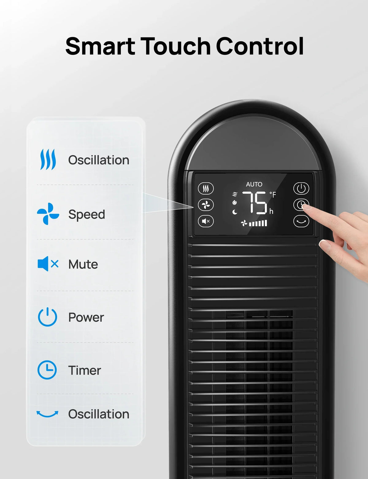 Nouveauté 2026 – Ventilateur tour Dreo pour la maison, ventilateur sur pied de 107 cm avec télécommande, ventilateur oscillant de 229 cm pour l'intérieur, ventilateurs de chambre silencieux (34 dB), 6 vitesses, 4 modes, minuterie de 12 heures, ventil