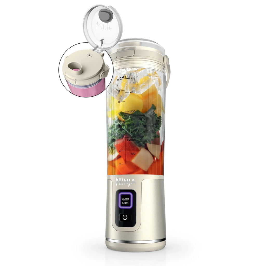 Nouveauté 2026 – Blender portable Ninja Blast , sans fil, bol de 532 ml (18 oz), blender individuel pour milkshakes et smoothies, sans BPA, couvercle étanche et bec verseur, rechargeable par USB-C, pièces compatibles lave-vaisselle, violet métallisé