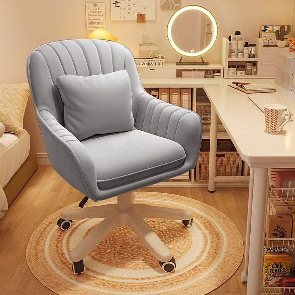 Nouveauté 2026 – Fauteuil de bureau Home , chaise d'ordinateur avec dossier mi-haut capitonné, style moderne, pivotante et réglable en hauteur, en velours blanc