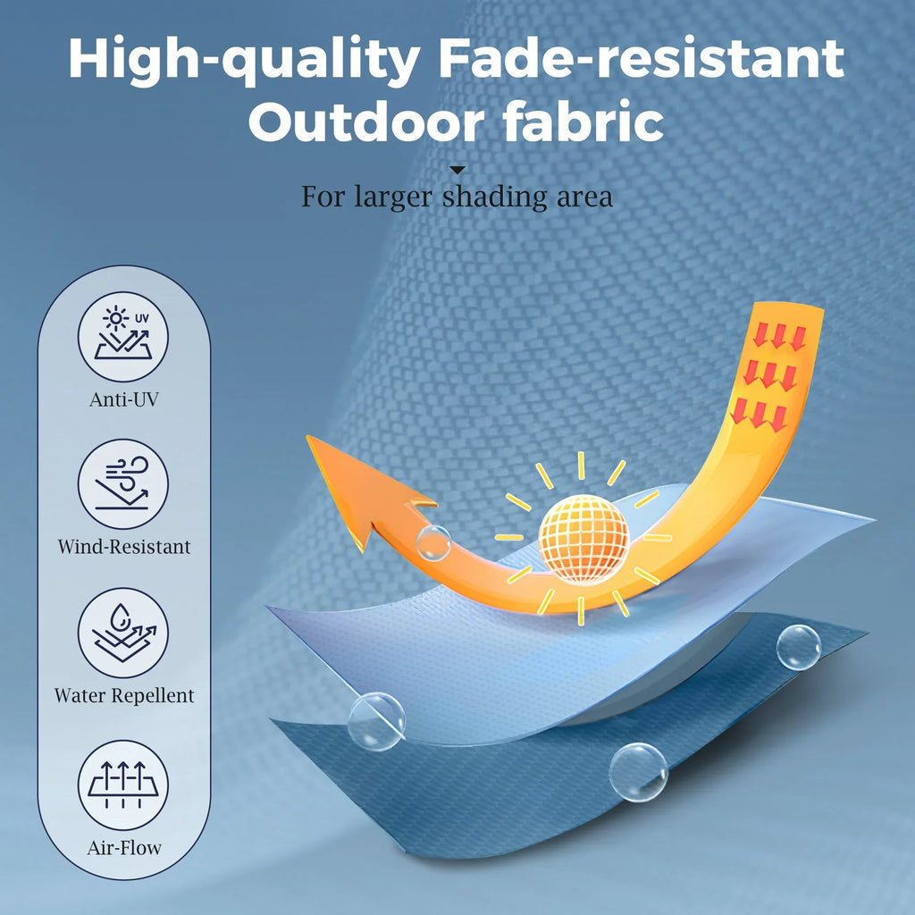 Nouveauté 2026 – Parasol de jardin extra-large Alpha Joy 4,57 m (15 pi) à double face avec manivelle et base - Gris fumé