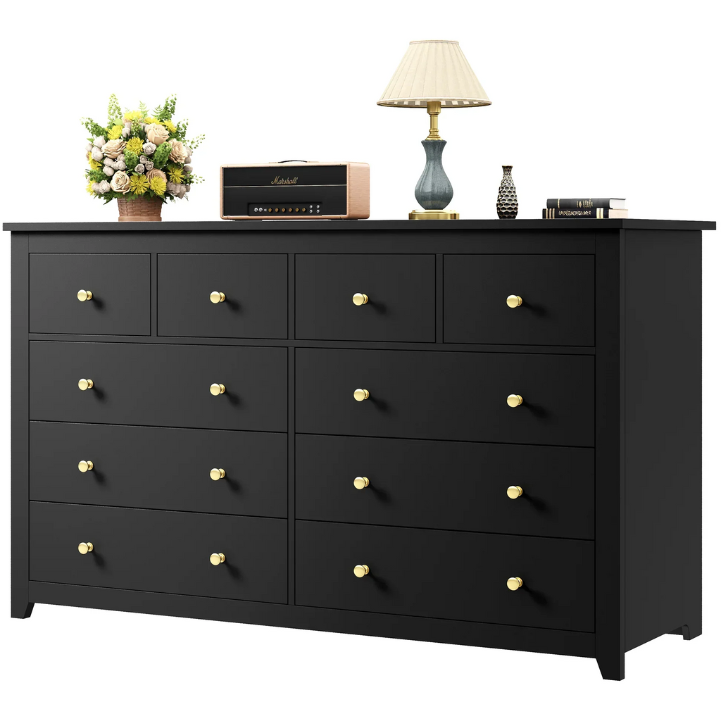 Nouveauté 2026 – Commode blanche EnHomee pour chambre à coucher, 10 tiroirs, commode moderne en bois, commode large pour adultes