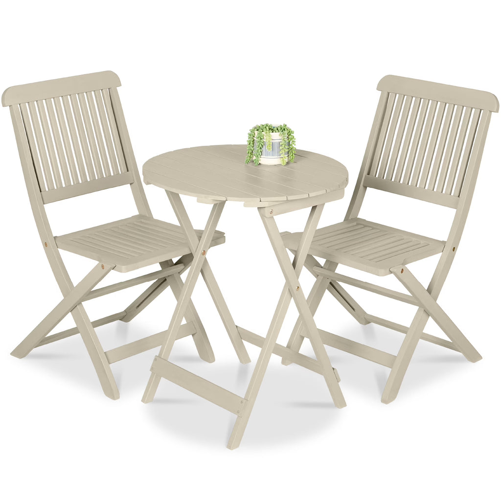 Nouveauté 2026 – Ensemble bistro 3 pièces en bois d'acacia Best Choice Products , mobilier de patio pliant avec 2 chaises et une table - Naturel