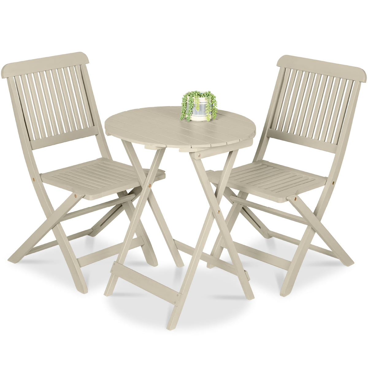 Nouveauté 2026 – Ensemble bistro 3 pièces en bois d'acacia Best Choice Products , mobilier de patio pliant avec 2 chaises et une table - Naturel