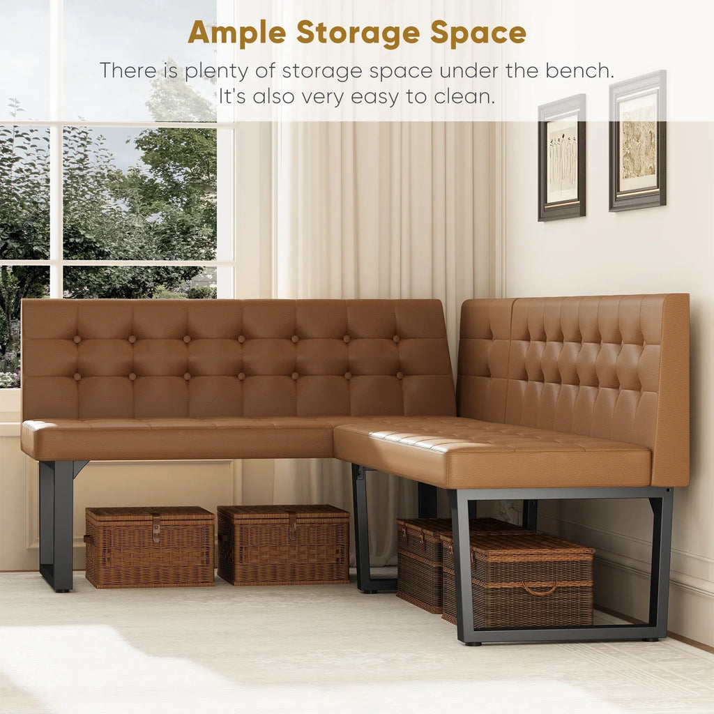 Nouveauté 2026 – Ensemble de salle à manger d'angle 5 pièces Brafab avec table et banc, style moderne, avec banquette rembourrée grise