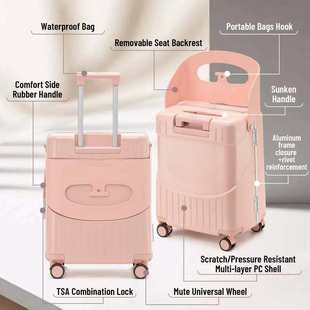 Nouveauté 2026 – Valise 22 pouces avec serrure TSA, idéale pour enfants et adultes, roulettes pivotantes verrouillables, housse de protection et ceinture de sécurité incluses