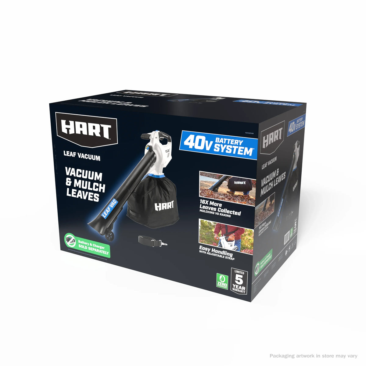 Nouveauté 2026 – Kit aspirateur à feuilles sans fil HART 40V , (1) batterie lithium-ion 4,0 Ah