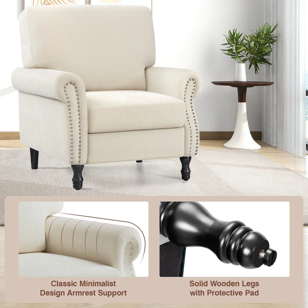 Nouveauté 2026 – Fauteuil d'appoint moderne COOLHUT , canapé une place confortable revêtu de tissu lin avec structure en bois massif, gris
