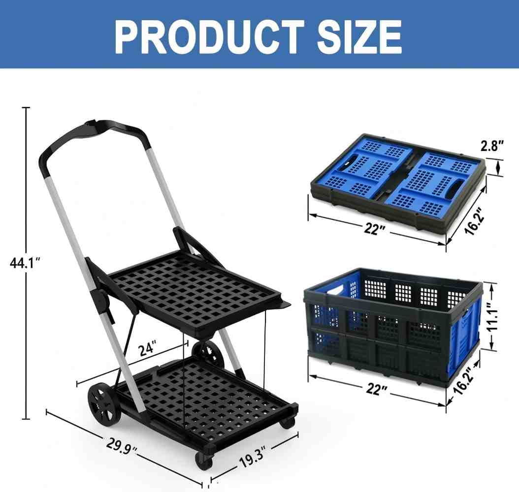 Nouveauté 2026 – Chariot de courses pliable à roulettes avec caisse de rangement amovible, modèle , chariot utilitaire portable à 2 niveaux pour la maison et les courses au supermarché