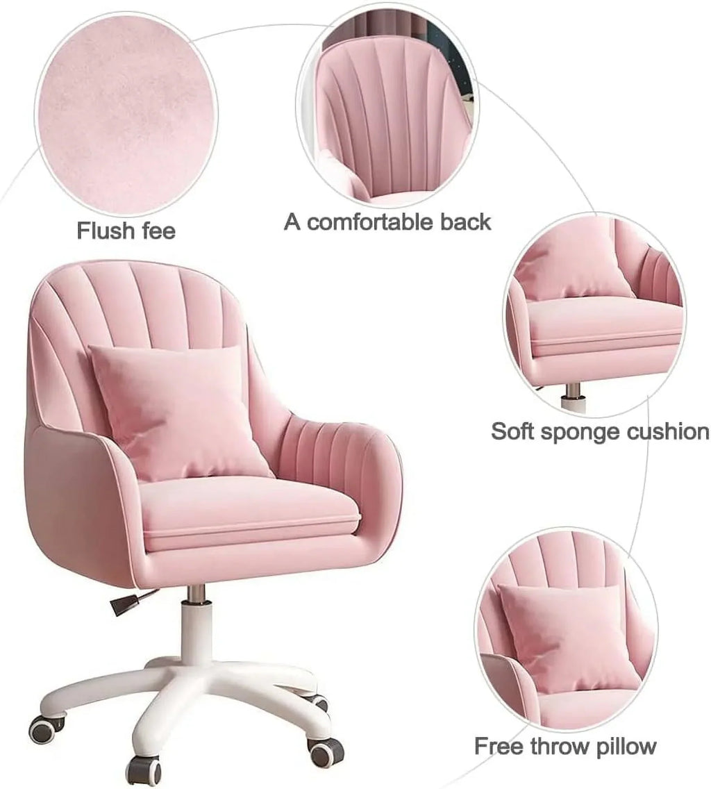 Nouveauté 2026 – Fauteuil de bureau Home , chaise d'ordinateur avec dossier mi-haut capitonné, style moderne, pivotante et réglable en hauteur, en velours blanc