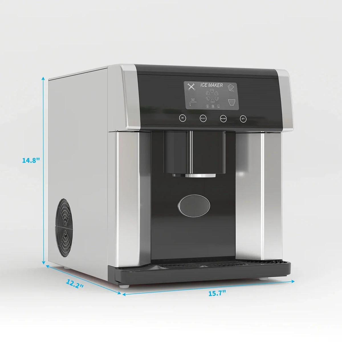 Nouveauté 2026 – Machine à glaçons TABU 3 en 1 avec distributeur d'eau, 18 kg/24 h, fonction glace pilée, autonettoyante, noire