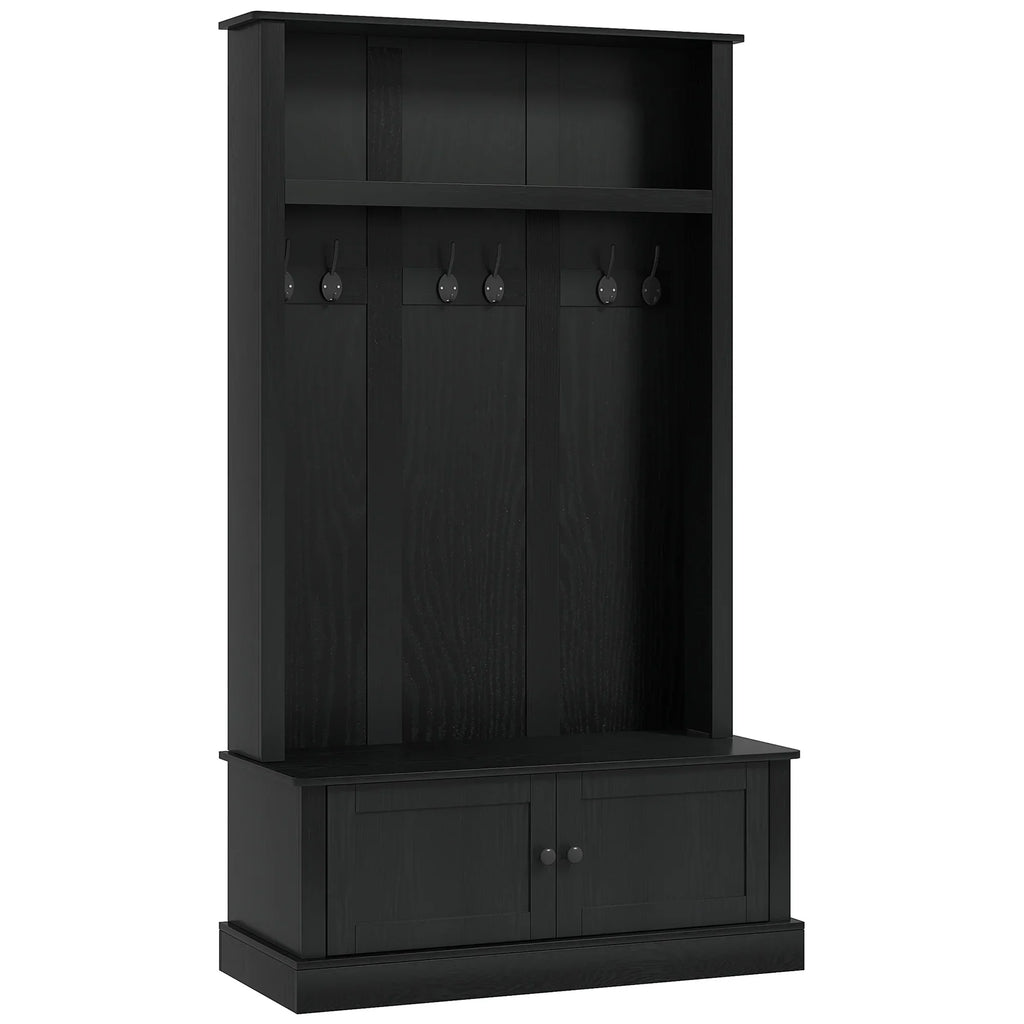 Nouveauté 2026 – Meuble d'entrée HOMCOM , banc d'entrée avec porte-manteau et meuble à chaussures, noir