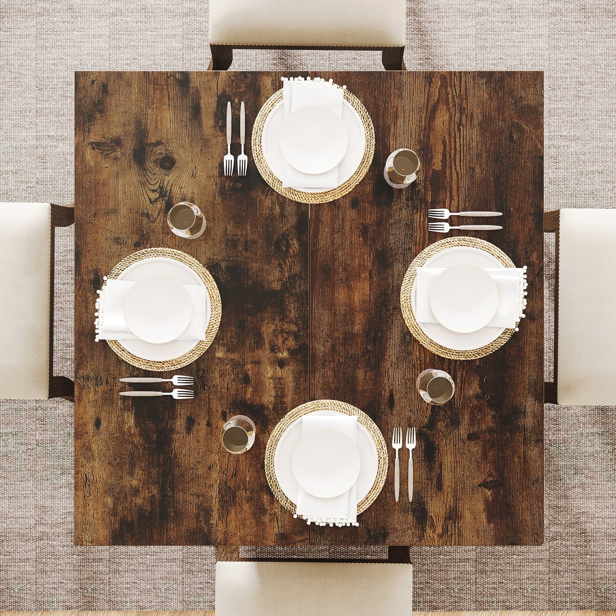 Nouveauté 2026 – Table de salle à manger carrée Tribesigns pour 4 personnes, 80 cm (31,5 pouces), petite table de cuisine avec pied central robuste, style ferme, idéale pour la salle à manger, le salon ou la cuisine, couleur marron vintage