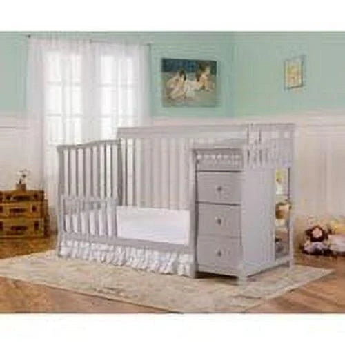 Nouveauté 2026 – Lit bébé convertible 5 en 1 Dream On Me Brody avec matelas ajustable et table à langer, gris perle