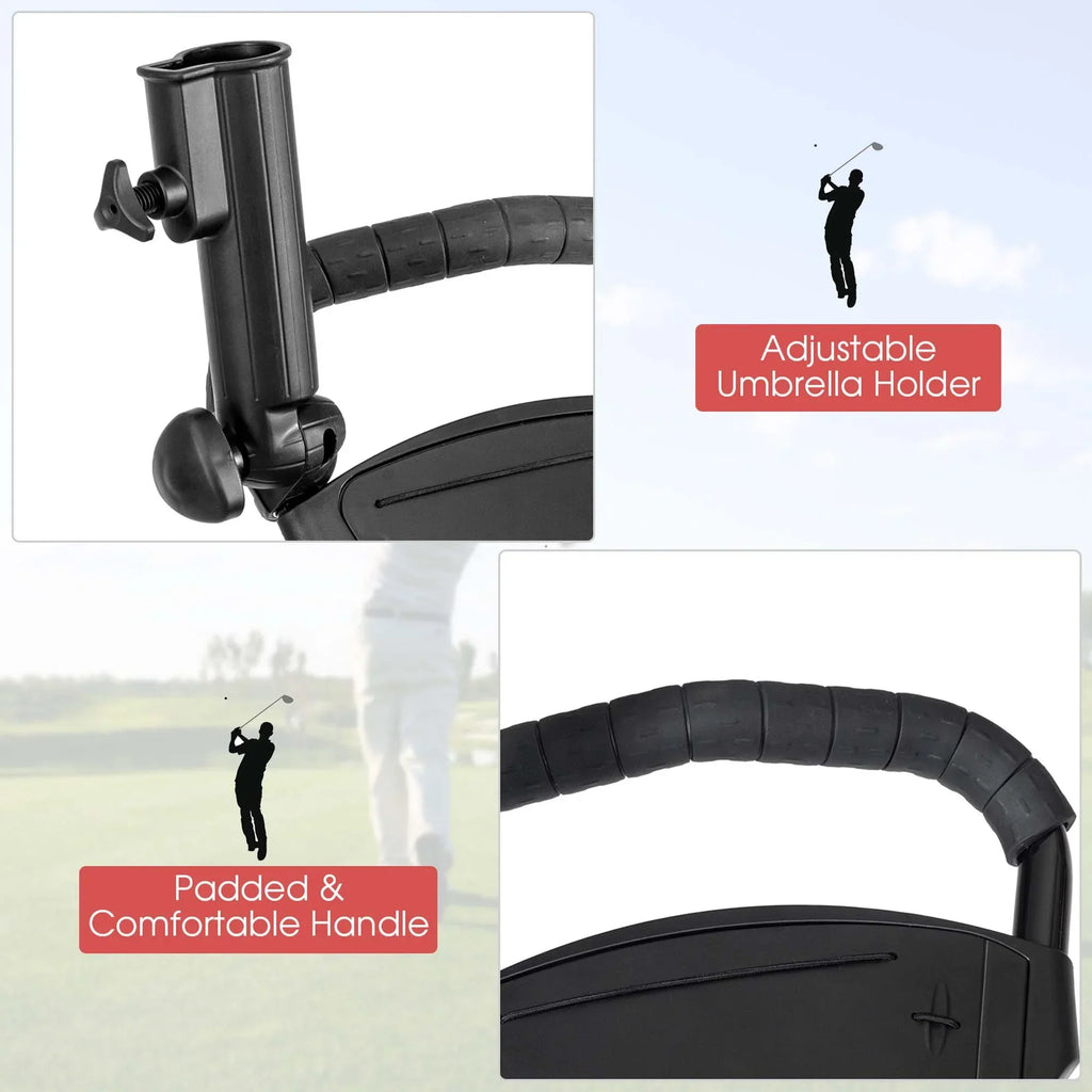 Nouveauté 2026 – Chariot de golf pliable à 3 roues en acier Costway avec porte-parapluie