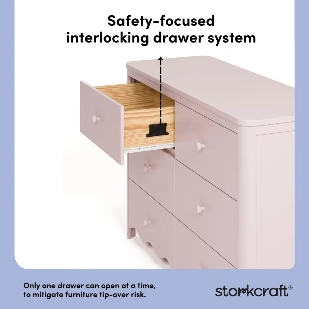 Nouveauté 2026 – Commode pour chambre d'enfant Storkcraft Casablanca 6 tiroirs, couleur sauge