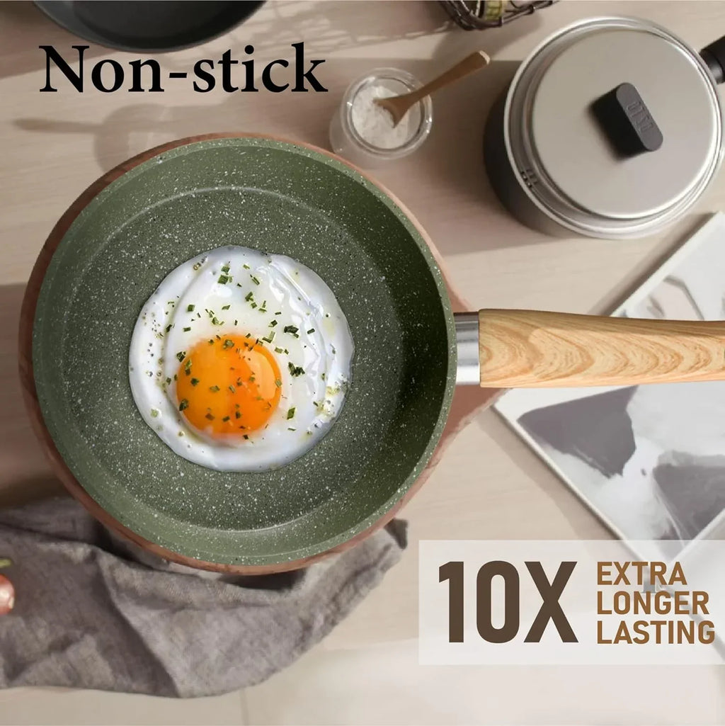 Nouveauté 2026 – Ensemble de 17 pièces de cuisine à induction Kitchen Academy avec plaque de cuisson, casseroles et poêles antiadhésives en granit vert, pour une cuisson saine