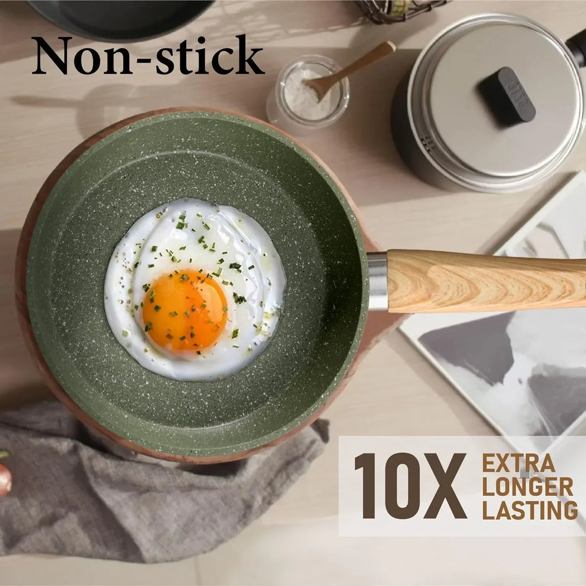 Nouveauté 2026 – Ensemble de 17 pièces de cuisine à induction Kitchen Academy avec plaque de cuisson, casseroles et poêles antiadhésives en granit vert, pour une cuisson saine