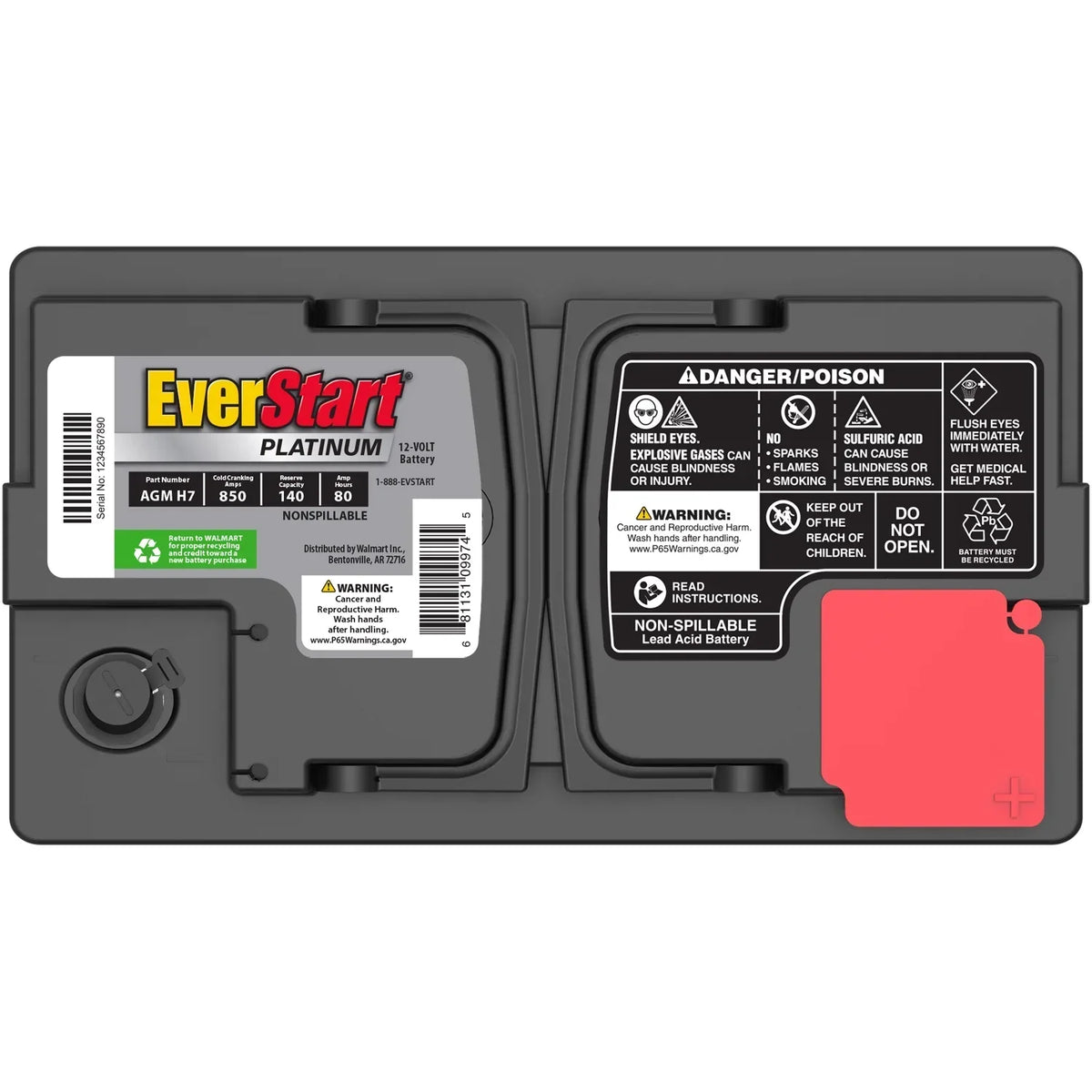 Nouveauté 2026 – Batterie automobile EverStart Platinum AGM , groupe H7 / LN4 / 94R, 12 volts, 850 CCA
