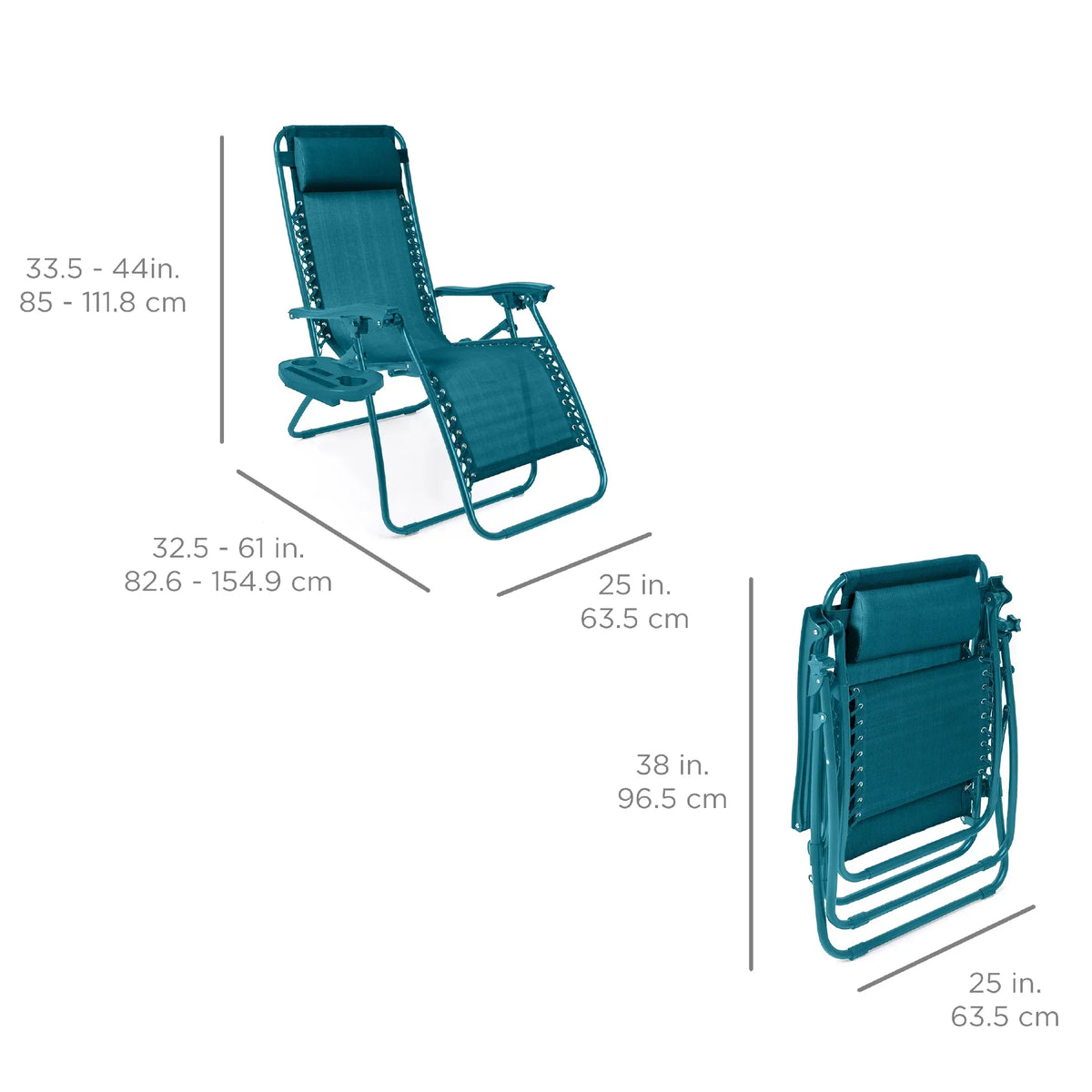 Nouveauté 2026 – Ensemble de 2 fauteuils inclinables zéro gravité Best Choice Products pour terrasse et piscine avec porte-gobelet - Gris