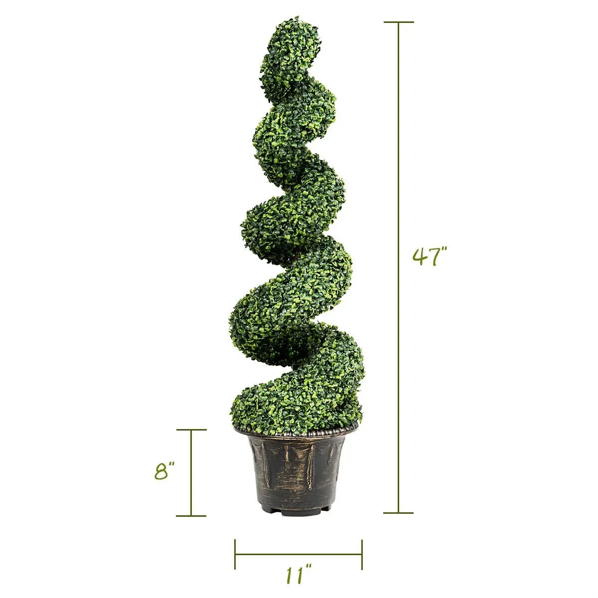 Nouveauté 2026 – Gymax Lot de 2 sapins artificiels en spirale de 1,20 m avec feuilles réalistes, pour intérieur et extérieur (bureau