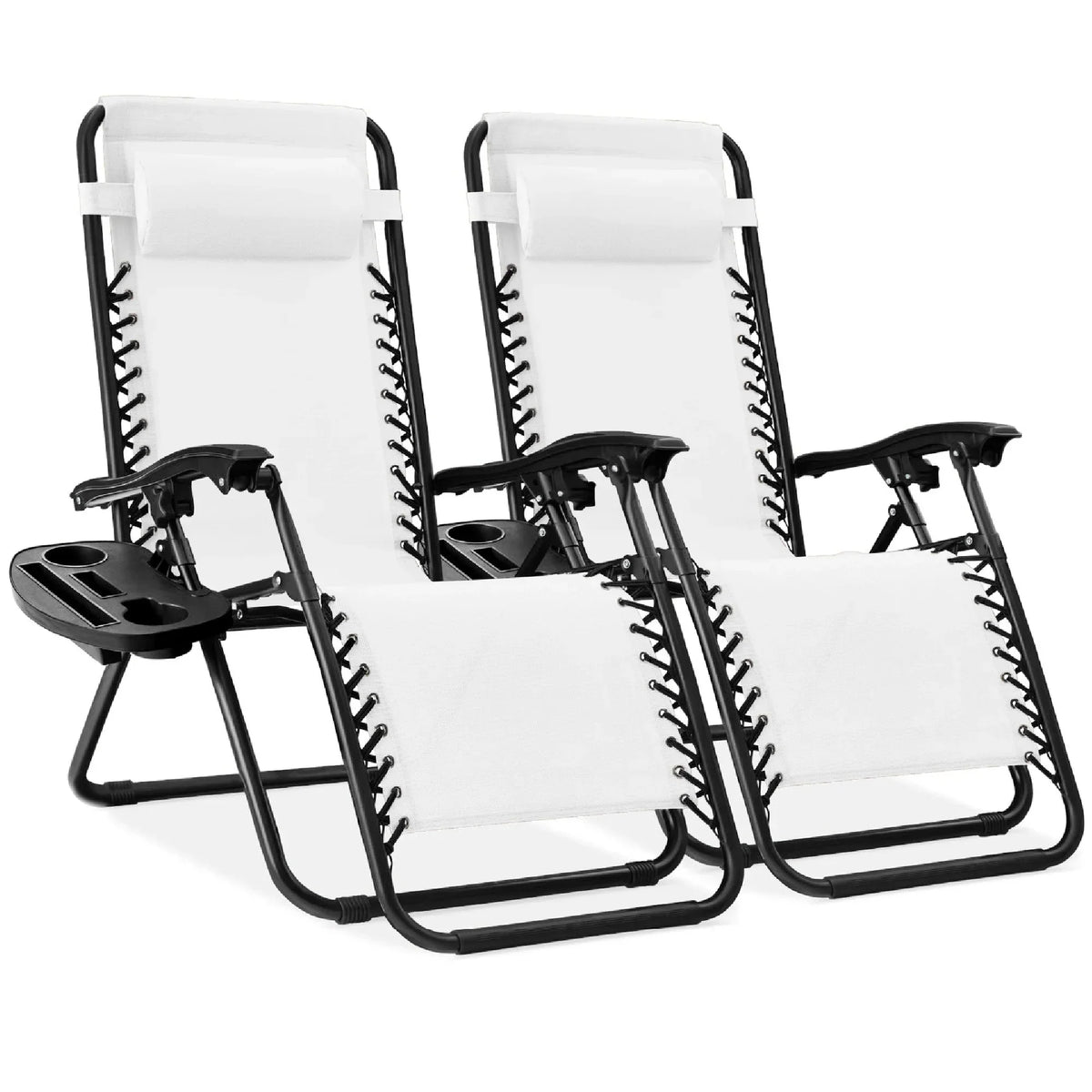 Nouveauté 2026 – Ensemble de 2 fauteuils inclinables zéro gravité Best Choice Products pour terrasse et piscine avec porte-gobelet - Gris