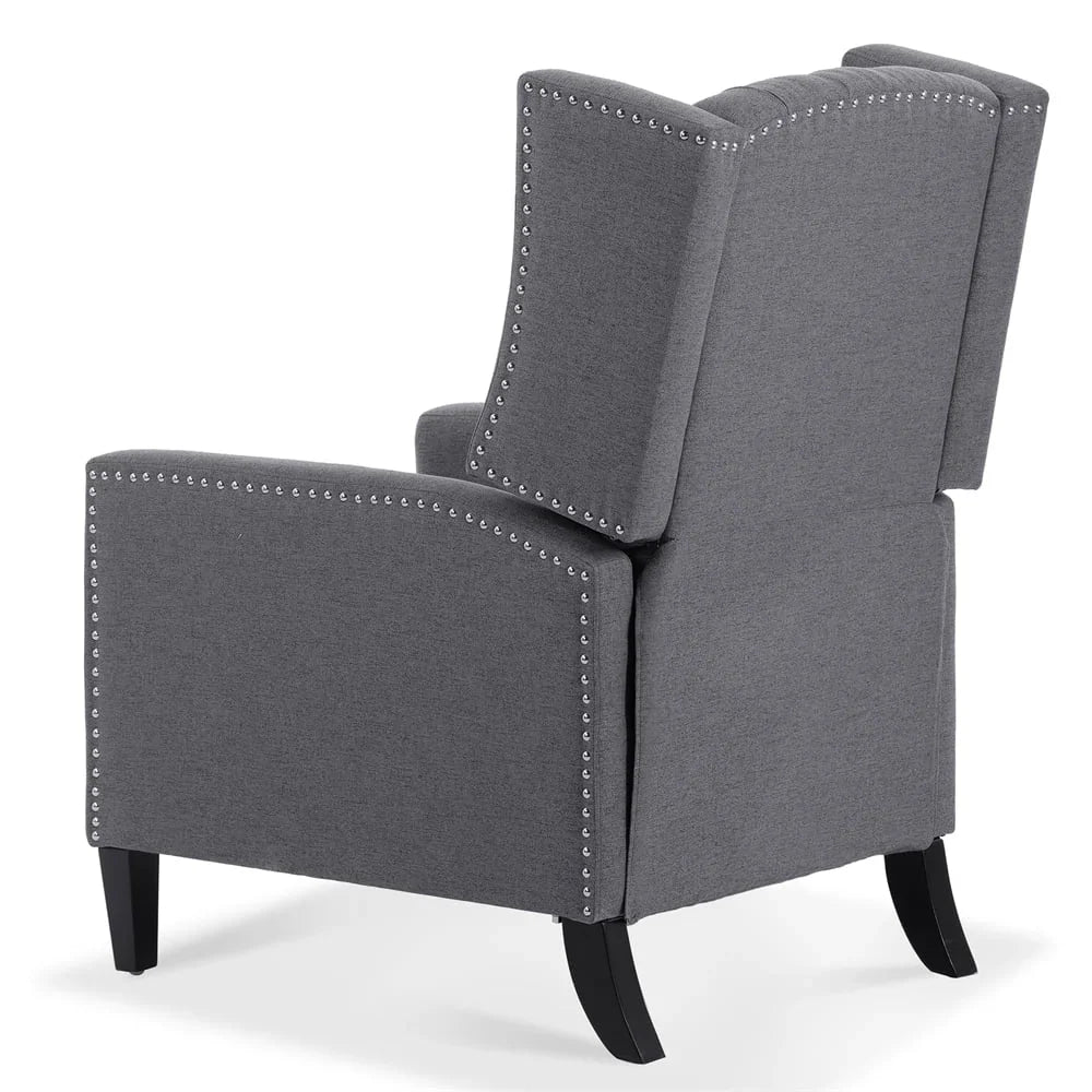 Nouveauté 2026 – Fauteuil d'appoint Triple Tree Modern en tissu, mousse et bois massif, imprimé, garniture cloutée, beige